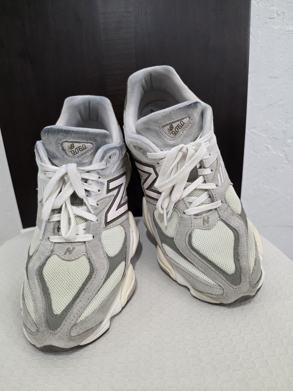 New Balance Light Grey & Cream 9060-Style Men's Sneakers
